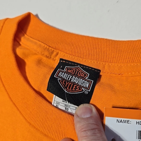 NWT Harley-Davidson Orange Short Sleeve Tee Skull Design - Picture 3 of 9